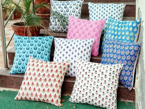Canvas Block Printed Cushion Cover
