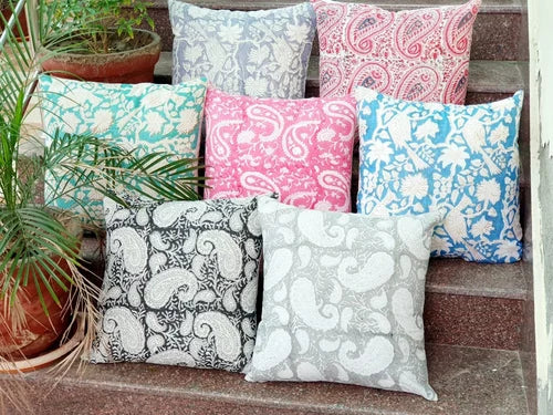 Canvas Block Printed Cushion Cover